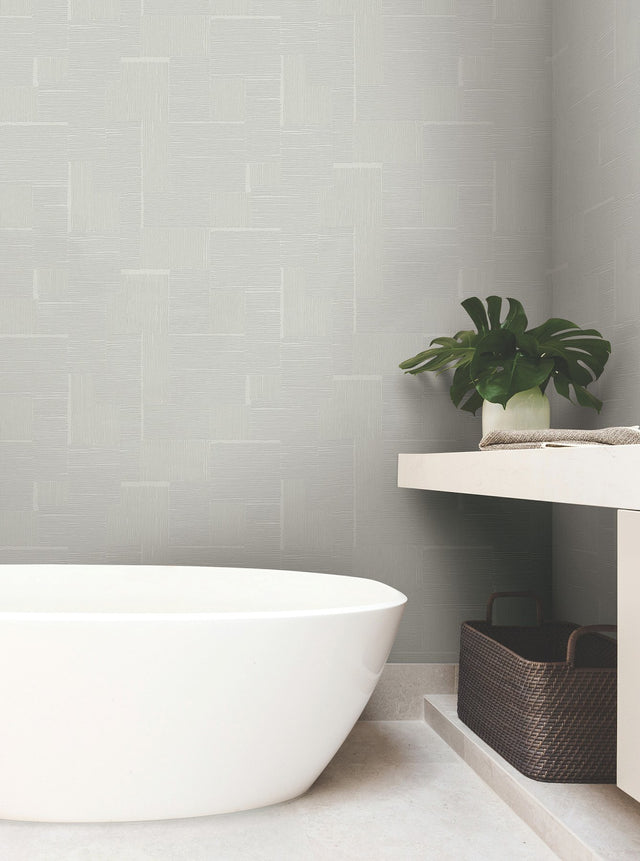 Contour Grey Geometric Metallic Vinyl on Non Woven Wallpaper - York OI0703