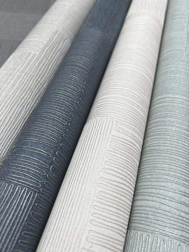 Contour Sky Blue Geometric Metallic Wallpaper - York OI0704