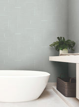 Contour Sky Blue Geometric Metallic Wallpaper - York OI0704