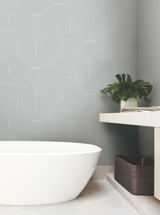 Contour Sky Blue Geometric Metallic Wallpaper - York OI0704