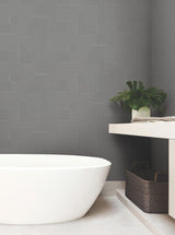 Contour Gunmetal Geometric Metallic Vinyl on Non Woven Wallpaper - York OI0705