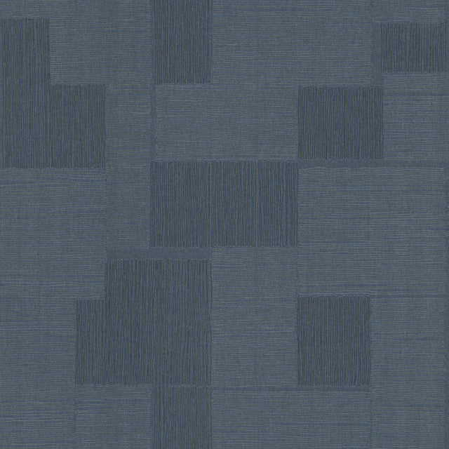 Contour Navy Geometric Metallic Vinyl on Non Woven Wallpaper - York OI0706
