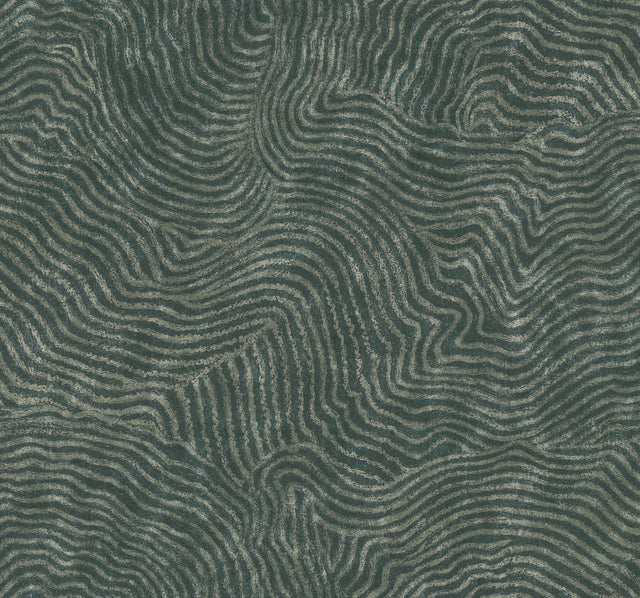 Modern Wood Forest Green Metallic Wallpaper with Geometric Woodgrain Pattern - York OI0711