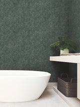 Modern Wood Forest Green Metallic Wallpaper with Geometric Woodgrain Pattern - York OI0711