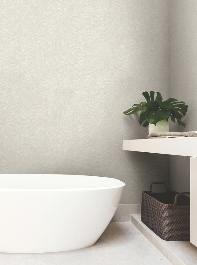 Modern Wood White Wallpaper with Metallic Raised Ink Geometric Woodgrain Pattern - York OI0713