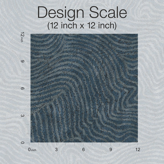 Modern Wood Indigo Wallpaper with Metallic Raised Ink Geometric Woodgrain Pattern - York OI0714