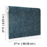 Modern Wood Indigo Wallpaper with Metallic Raised Ink Geometric Woodgrain Pattern - York OI0714