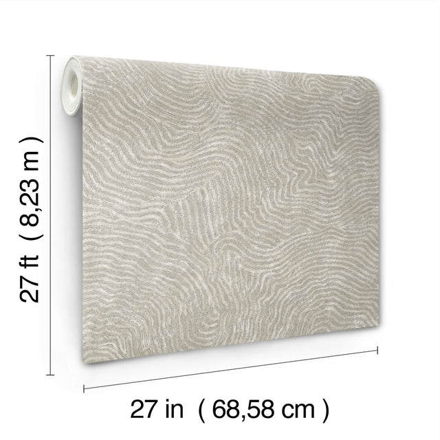 Modern Wood Grey Wallpaper with Metallic Raised Ink Woodgrain Pattern - York OI0715
