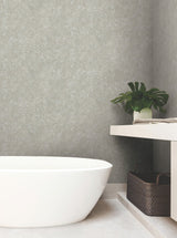 Modern Wood Grey Wallpaper with Metallic Raised Ink Woodgrain Pattern - York OI0715