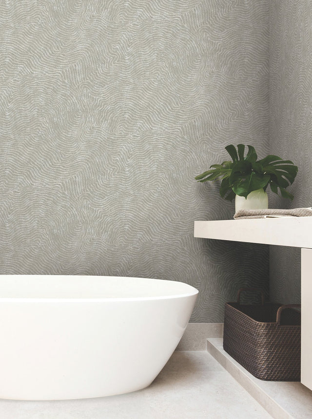 Modern Wood Grey Wallpaper with Metallic Raised Ink Woodgrain Pattern - York OI0715
