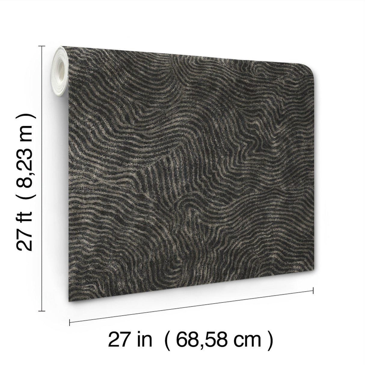 Modern Wood Black Geometric Wallpaper with Metallic Raised Ink - York OI0716
