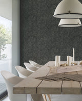 Modern Wood Black Geometric Wallpaper with Metallic Raised Ink - York OI0716