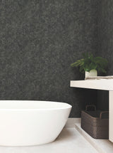Modern Wood Black Geometric Wallpaper with Metallic Raised Ink - York OI0716