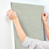 Vista Moss Textured Horizontal Stripe Wallpaper - York OI0734
