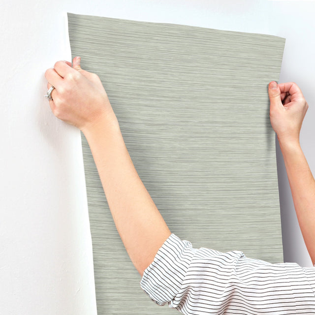 Vista Moss Textured Horizontal Stripe Wallpaper - York OI0734
