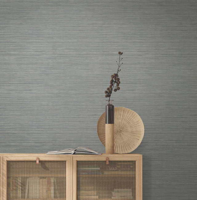 Vista Charcoal Textured Wallpaper with Raised Ink Horizontal Stria - York OI0735