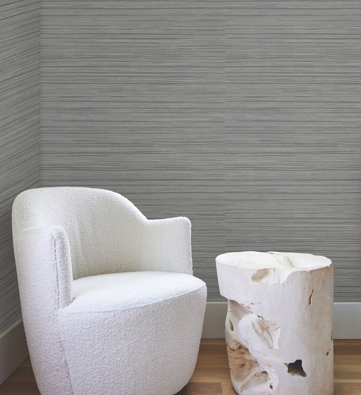 Vista Charcoal Textured Wallpaper with Raised Ink Horizontal Stria - York OI0735