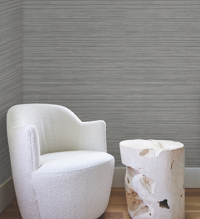 Vista Charcoal Textured Wallpaper with Raised Ink Horizontal Stria - York OI0735