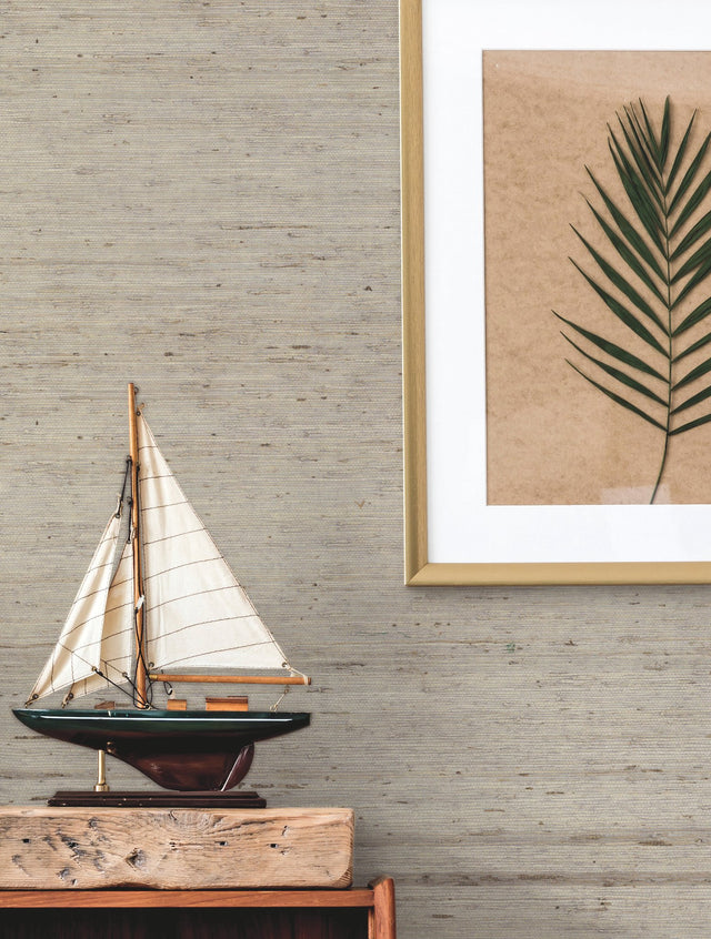 Grasscloth Lavender Wallpaper with Natural Woven Texture - York OL5553