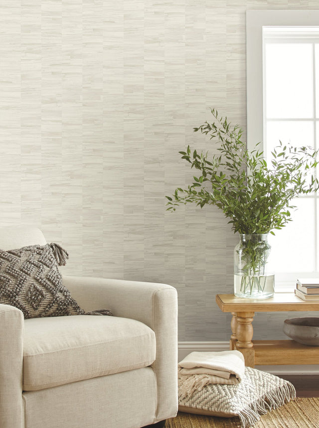 Reserve Off White Faux Aged Wood Grain Prepasted Wallpaper - York OM3602