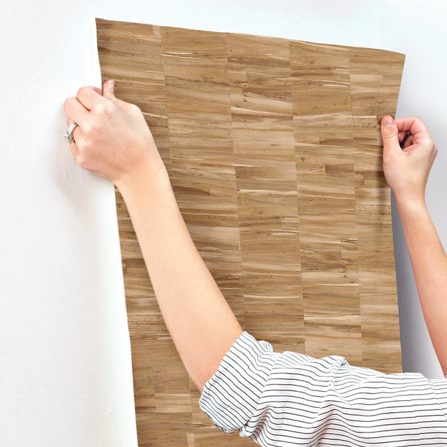 Reserve Brown Woodgrain Prepasted Wallpaper - York OM3603