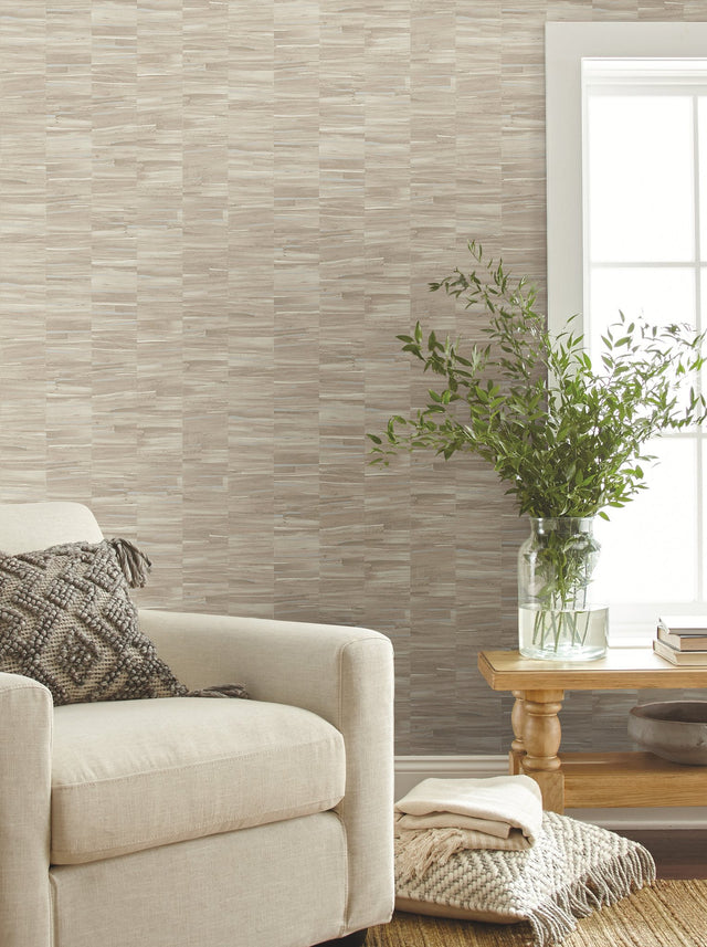 Reserve Beige Wallpaper with Faux Aged Wood Grain Pattern - York OM3604