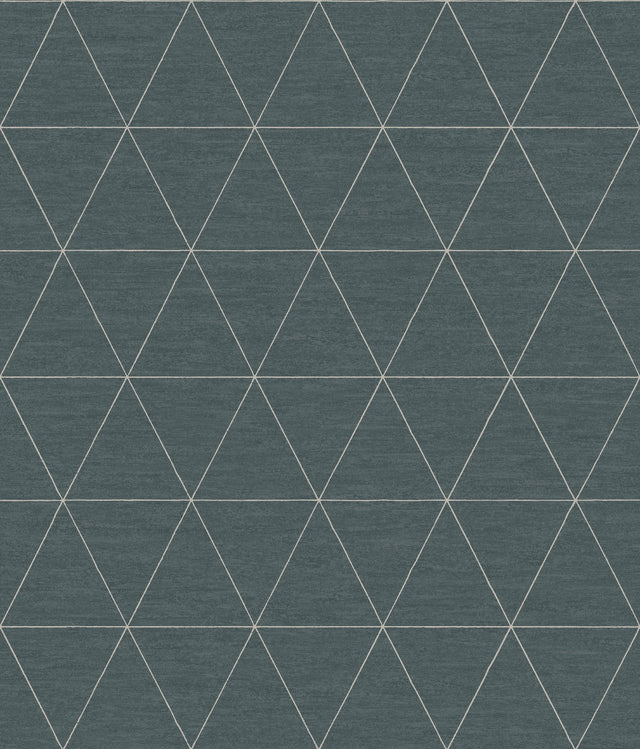 Ridge Dark Grey Geometric Wallpaper with Linear Triangle Motif - York OM3611