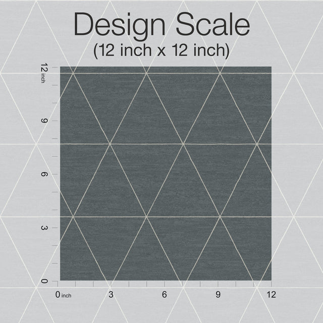 Ridge Dark Grey Geometric Wallpaper with Linear Triangle Motif - York OM3611