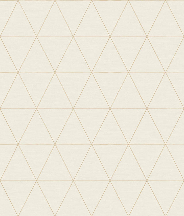Ridge Whitewash Geometric Wallpaper with Modern Metallic Triangle Grid - York OM3612