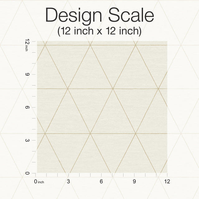 Ridge Whitewash Geometric Wallpaper with Modern Metallic Triangle Grid - York OM3612