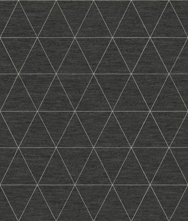 Ridge Midnight Black Geometric Triangles Prepasted Wallpaper - York OM3613