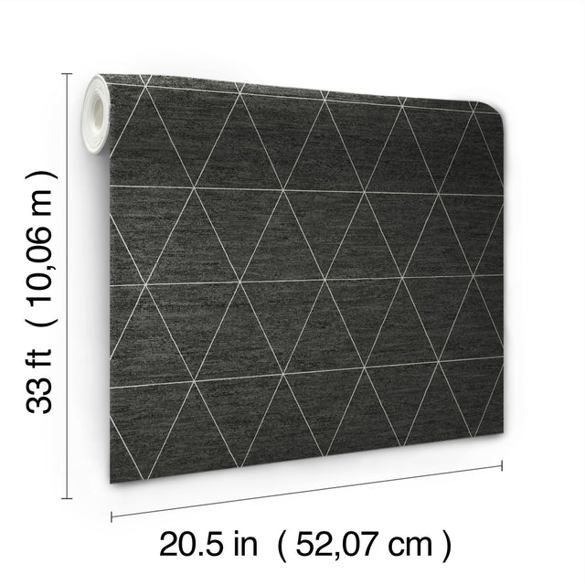 Ridge Midnight Black Geometric Triangles Prepasted Wallpaper - York OM3613