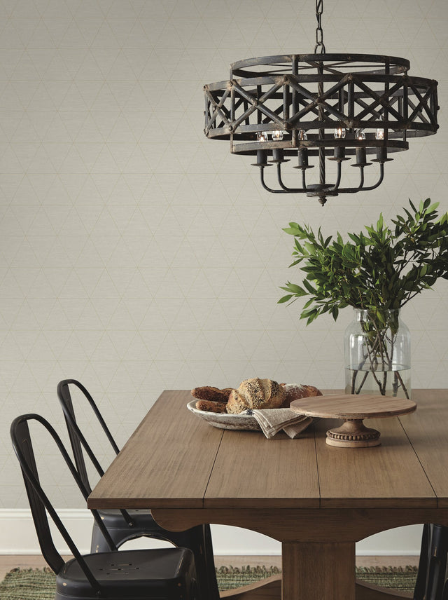 Ridge Taupe Geometric Wallpaper with Linear Triangle Motif - York OM3614