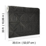 Parquet Black Wallpaper with Wood Inlay Honeycomb Motif - York OM3621