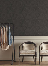 Parquet Black Wallpaper with Wood Inlay Honeycomb Motif - York OM3621