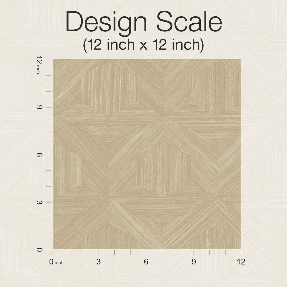 Parquet Tan Wallpaper with Geometric Wood Parquet Pattern- Magnolia Home Sure Strip - York OM3622