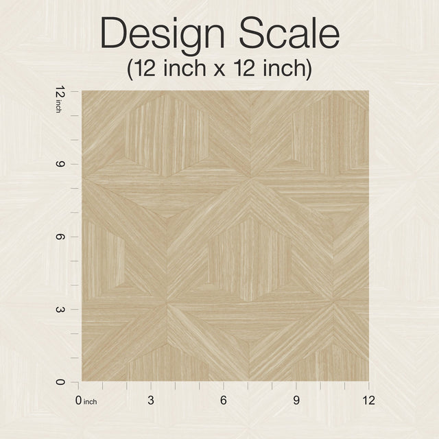 Parquet Tan Wallpaper with Geometric Wood Parquet Pattern  Magnolia Home Sure Strip - York OM3622