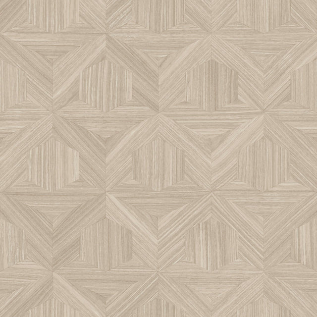 Parquet Beige Wallpaper with Geometric Wood Inlay Motif - York OM3623