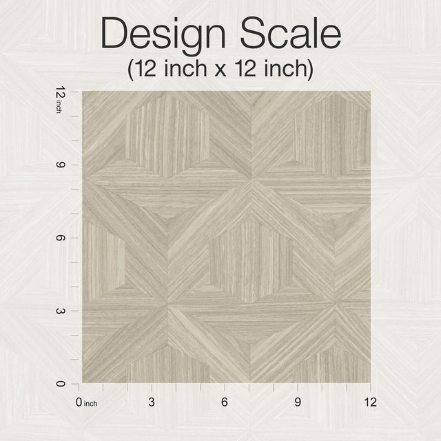 Parquet Beige Wallpaper with Geometric Wood Inlay Motif - York OM3623