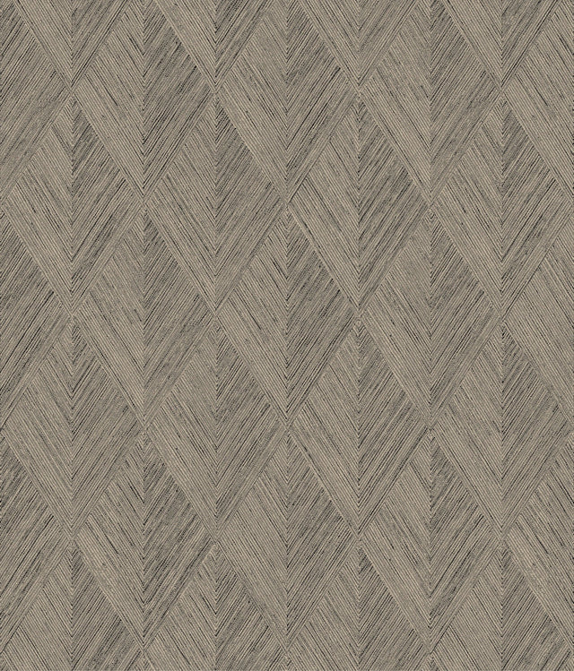 Belmont Brown Wallpaper with Woven Diamond Woodgrain Motif - York OM3631