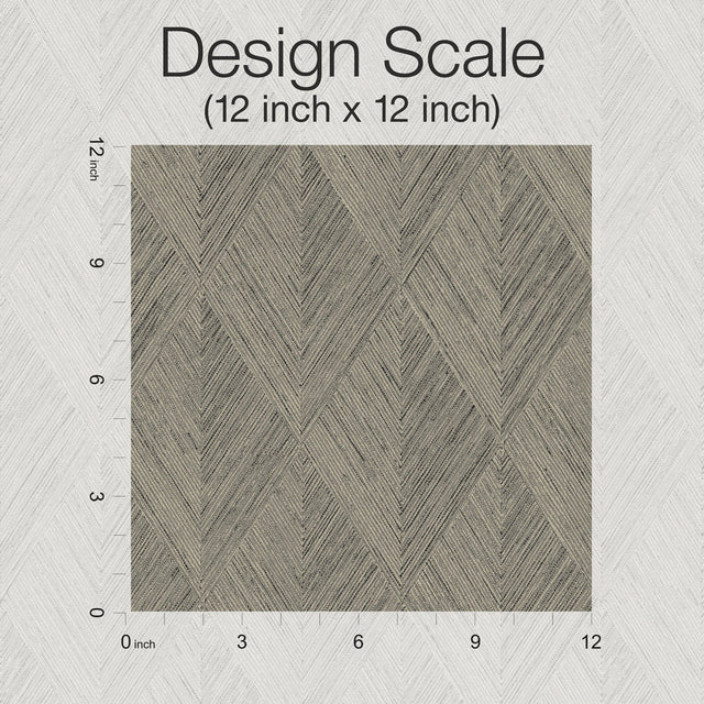 Belmont Brown Wallpaper with Woven Diamond Woodgrain Motif - York OM3631