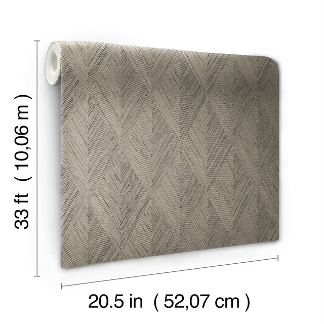 Belmont Brown Wallpaper with Woven Diamond Woodgrain Motif - York OM3631