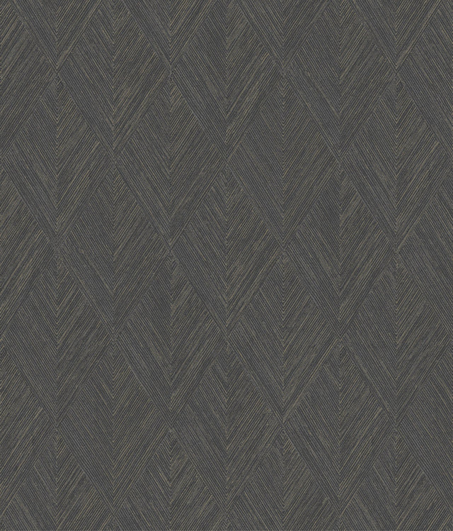 Belmont Black Wallpaper with Woven Diamond Geometric Motif - York OM3632