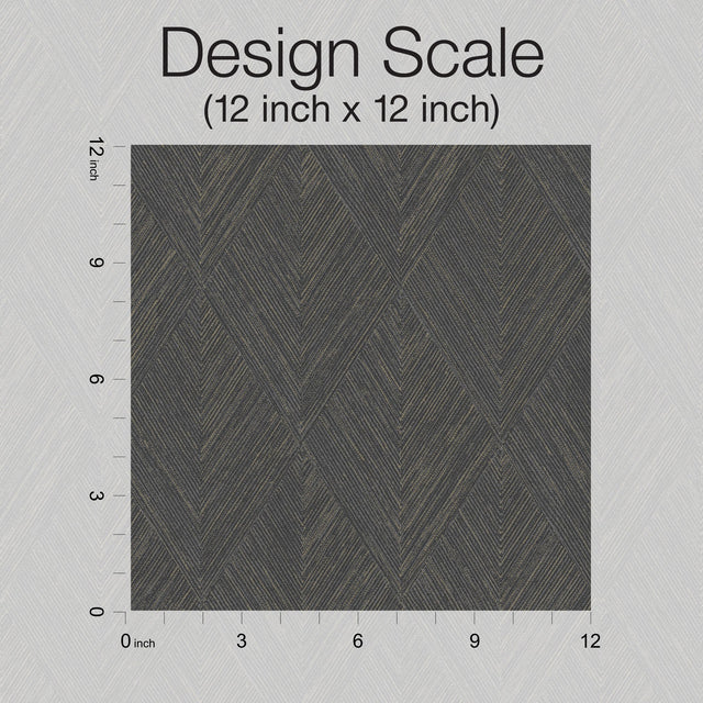 Belmont Black Wallpaper with Woven Diamond Geometric Motif - York OM3632