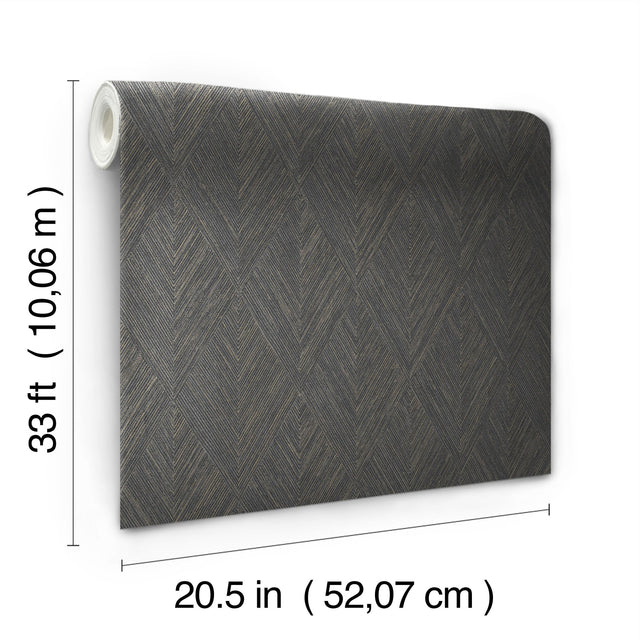 Belmont Black Wallpaper with Woven Diamond Geometric Motif - York OM3632