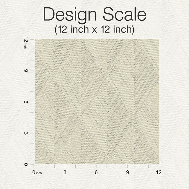 Belmont Beige Woven Diamond Wood Wallpaper  Magnolia Home OM3633