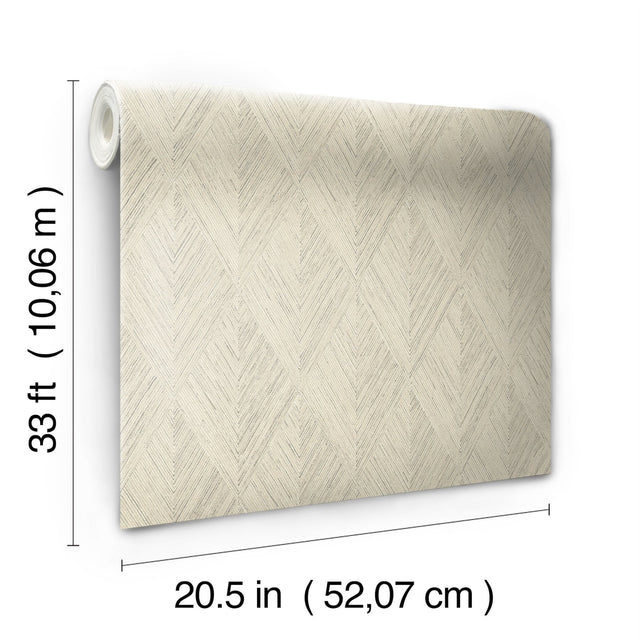 Belmont Beige Woven Diamond Wood Wallpaper  Magnolia Home OM3633