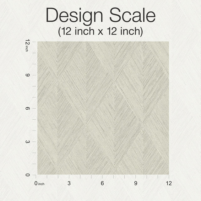 Belmont Taupe Wallpaper with Woven Diamond Wood Motif - York OM3634