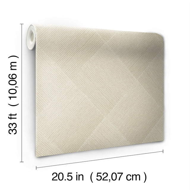 Channel Tan Geometric Wallpaper with Rugged Diamond Motif - York OM3643