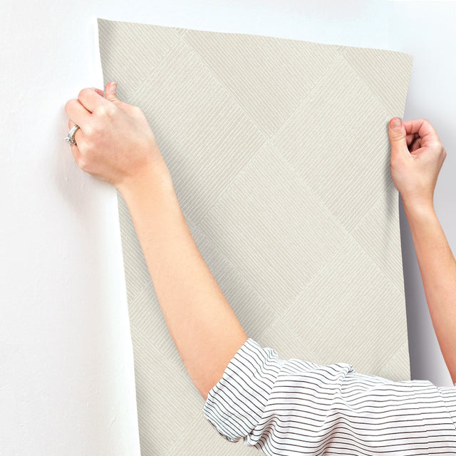 Channel Beige Geometric Wallpaper with Diamond Line Motif - York OM3644